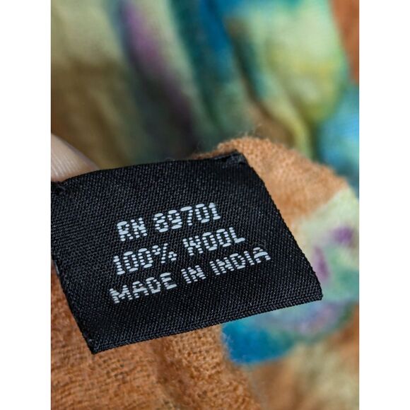 100% Wool Scarf Shawl Wrap Butterfly Design Artsy Fairy Boho Earthy - Picture 7 of 8